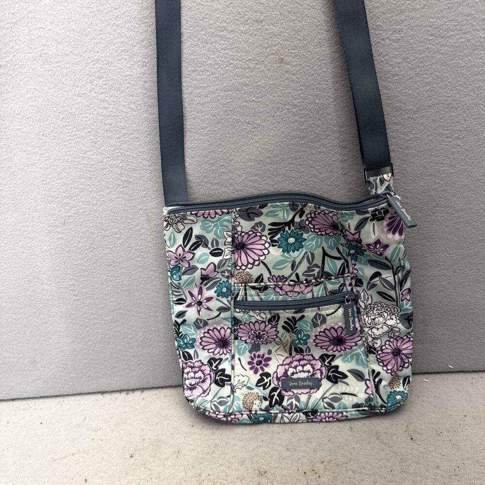 Vera Bradley Penelope's Garden Crossbody Purse Shoulder Bag Purple Teal Floral